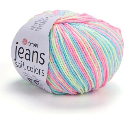 Yarn Art Jeans Soft Colors 6204 zelená, žlutá, růžová