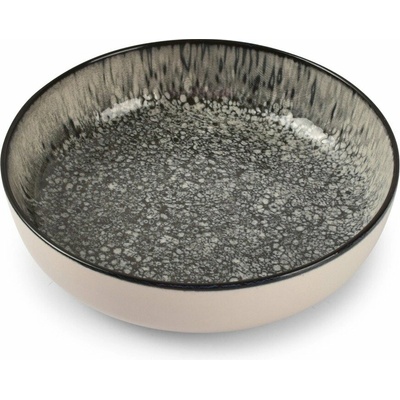 Čierny/krémovobiely hlboký kameninový tanier ø 18,5 cm Gravel – ONA