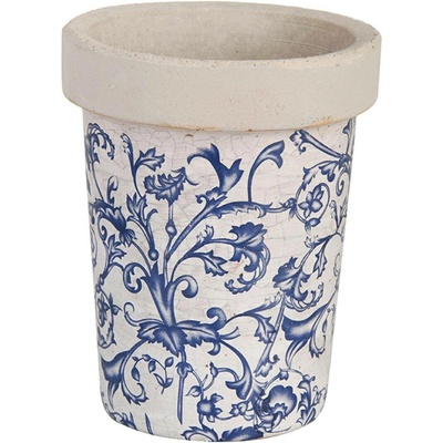 Esschert Design BETONOVÝ květináč KELLY 16X13 CM BÍLÁ/MODRÁ