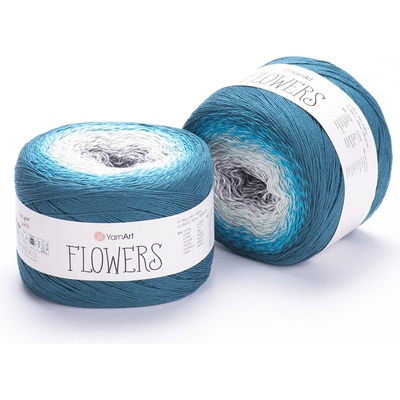 Yarn Art příze Flowers 289 šedá, krémová,šedozelená, tyrkysová, petrol