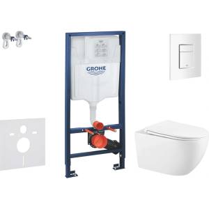 GROHE Rapid SL - Комплект за стенен монтаж, тоалетна Gaia, седалка softclose, бутон Skate Cosmopolitan, алпийско бяло SANI11BA3102 (SANI11BA3102)