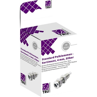 TRU COMPONENTS sada laboratórnych zástček zásuvka, vstavateľná vertikálna strieborná 10 ks