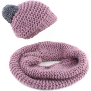  Дамски комплект плетен кръгъл шал и шапка Raffaello Bettini RB SC 014/2622E&011/1320, Лилав