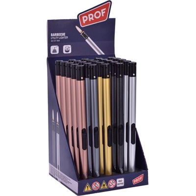 Plamienkový plniteľný zapaľovač PROF 21 cm – mix farieb