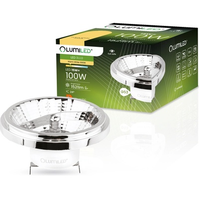 Lumiled LED žárovka LED G53 AR111 15W = 100W 1521lm 3000K Teplá bílá 38° 12V AC/DC Stříbrná