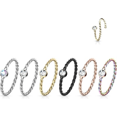 Šperky4U piercing do nosu kruh se zirkonem N0130-C