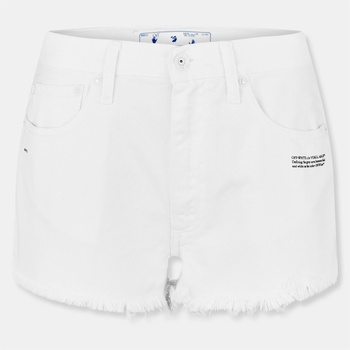 OFF WHITE Къси панталони OFF WHITE Women's Contrast Stitching Denim Shorts - White/Black