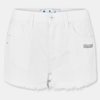 OFF WHITE Къси панталони OFF WHITE Women's Contrast Stitching Denim Shorts - White/Black