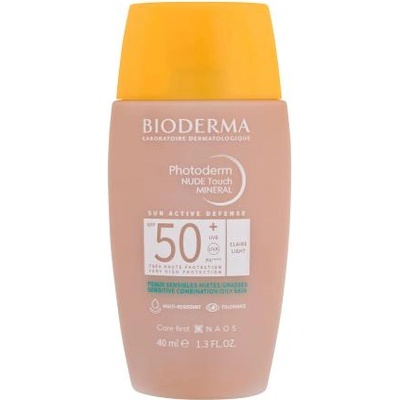 BIODERMA Photoderm Nude Touch Mineral SPF50+ водоустойчив тониращ слънцезащитен крем 40 ml нюанс Light унисекс