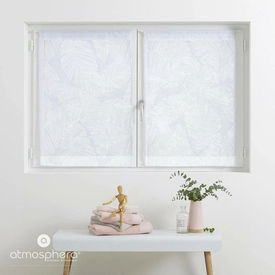 Atmosphera Krátké kuchyňské záclony Leaf, vzor listů, 2 kusy, 60 x 90 cm bílá