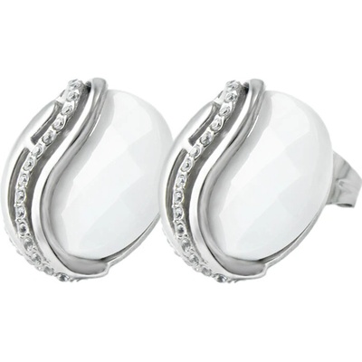 BM Jewellery Náušnice luxusní se zirkony keramické z chirurgické oceli S11270180