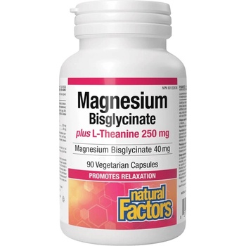 Natural Factors Magnesium Bisglycinate 40 plus L-Theanine 250 mg, 90 Capsules