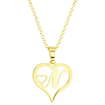 Gemmax Zlatý řetízek s písmenkem N - srdíčko GLSYN-00721-36261