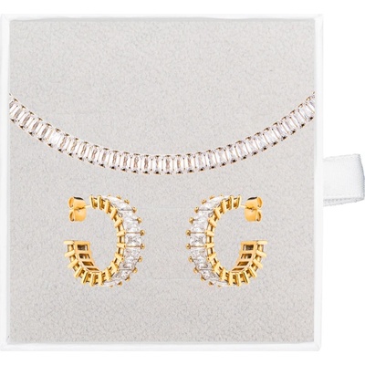 Franco Bene Bílý Crystal set pozlacené náušnice a náhrdelník 1005 – Hledejceny.cz