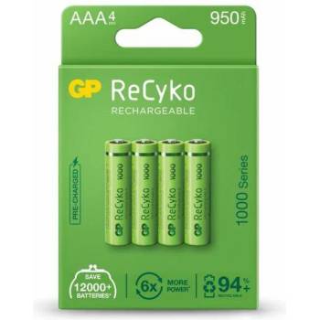 Image 1 of GP Batteries Акумулаторна Батерия GP R03 AAA 1000mAh NiMH, 4 броя (GP-BR-100AAAHCE-EB4)