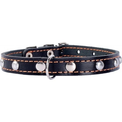 COLLAR Кожен нашийник с декорация - 27 - 35см, 14мм - черен