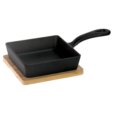 HORECANO HORECANO-Мини Тиганче квадратно с дръжка и бамбукова подложка 13х13 cm (1277SJ5076) (0147114)