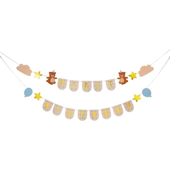 Party Deco Банер за Първи Рожден Ден с Мечета, 2.55 м