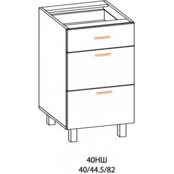 Image 1 of Мебелна фабрика НОВ ДОМ - гр. Ямбол Долен шкаф с три чекмеджета Паула - 40 см (4285)