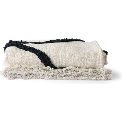 HKLIVING Krémový pléd s strapcami Tufted 130x170