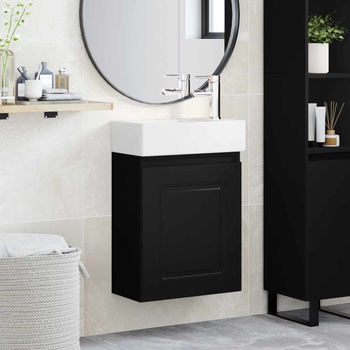 vidaXL Мивка за баня със смесител Черно 45, 5 x 22, 5 x 84 см (889472)