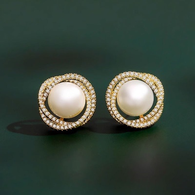 JAY Perlové náušnice se zirkony Arianna stříbrné zapínání JAY-0001-SBMS-G107 Bílá