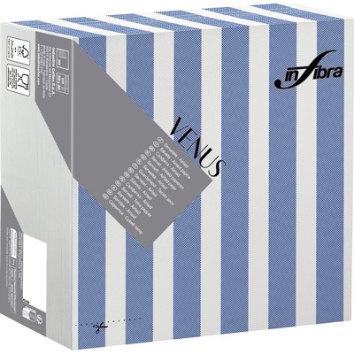 Infibra Ubrousky Venus Airlaid 40x40cm textilní BIO proužek modrá 50ks