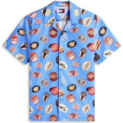 Tommy Hilfiger Риза с къс ръкав Tommy Jeans Men's Patterned Short Sleeve Shirt - Blue Twilight