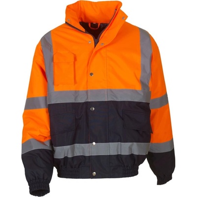 Yoko bunda HVP218 Hi-Vis Bomber zateplená výstražná oranžová Fluorescent/navy