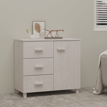 vidaXL Сайдборд HAMAR бял 90x40x80 см борово дърво масив (340429)