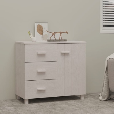 vidaXL Сайдборд HAMAR бял 90x40x80 см борово дърво масив (340429)