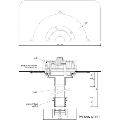 Sanačný vpust TW SAN BIT Typ: 63 BIT (67-82mm)