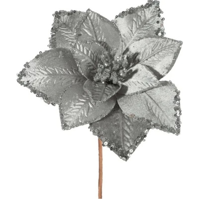 EUROFIRANY Dekoračný kvet 20 cm strieborný 410565