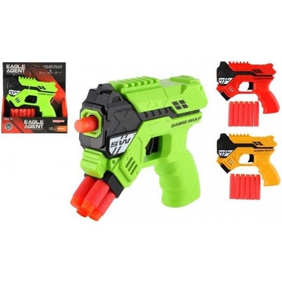 Teddies Pistole na pěnové náboje 16cm plast 6ks nábojů 3 barvy