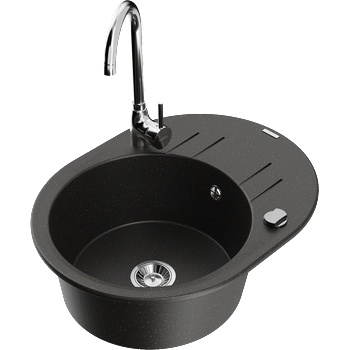 Mexen Kevin гранитна мивка с едно корито с отцедник и кухненски смесител (6517-75-670200-00)