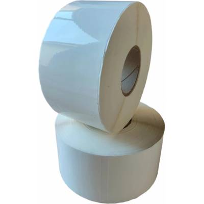 Plastová Etiketa 100 mm x 150 mm, Polypropylén, Biela, Dutinka 76 mm, 500 ks/kotúč, Permanentné lepidlo