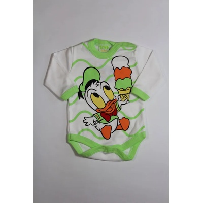 БЕЙБ ФЕШЪН ЕООД Боди с дълъг ръкав в бяло и зелено, 56, 80