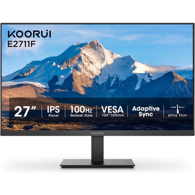 Монитор KOORUI E2711F, 27" (68.58 cm), IPS панел, 100Hz, FHD, 1000: 1, 250cd/m2, HDMI, VGA (E2711F)