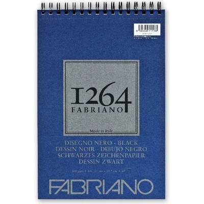 Fedrigoni 1264 200g A4 40 листа със спирала, черен блок за рисуване 19100652 (19100652)