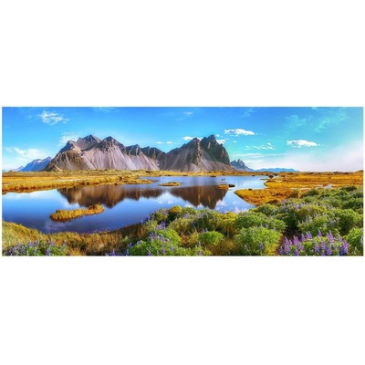 Skleněný obraz Jezero a hory, 50 × 125 cm GL-18736