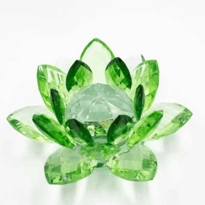 Milujeme Kameny Lotosový květ z křišťálového skla - Feng shui - zelený - velký - VADA VAD613