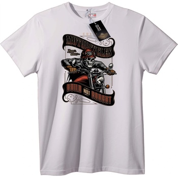 NOONEBRAND Тениска Мотористки череп: Сам построен - L, White