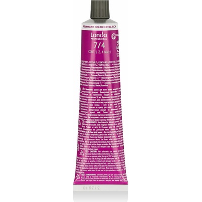 Londa Professional Permanent Color Extra Rich Creme 7/4 Medium Blond Copper 60 ml