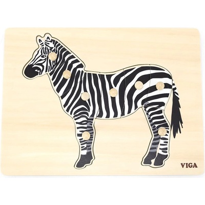VIGA Montessori puzzle s úchytmi Zebra