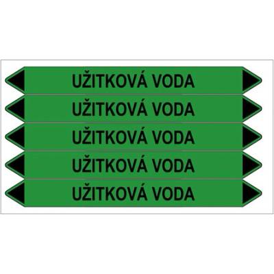 Značení potrubí, užitková voda,5 ks, 150 × 12 mm PZ 009266