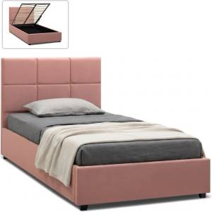 TopMebel Kingston TopMebel кадифено легло с място за съхранение в прасковено розов цвят 120x200cm