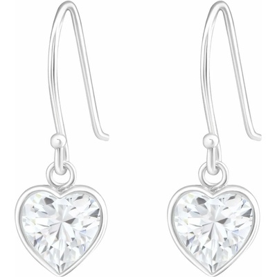Bijutanki Сребърни Висящи Обеци - Сърце с Камък