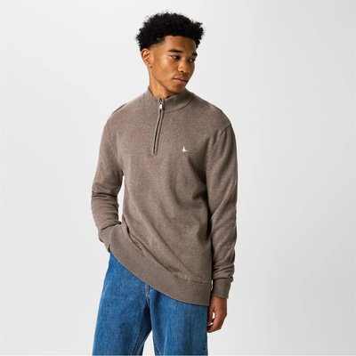 Пуловер Jack Wills Funnel Neck Half Zip Jumper - Brown Marl