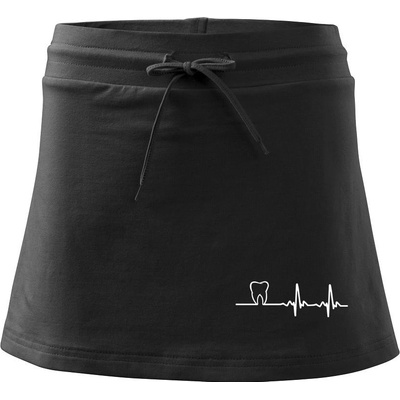 EKG zuby športová sukňa Two in One čierna