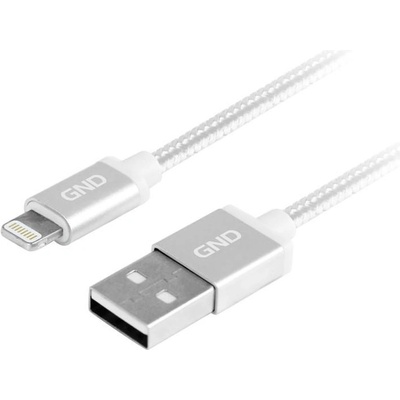 GND LIGHTN100MM05 USB / lightning MFI, opletený, 1m, stříbrný